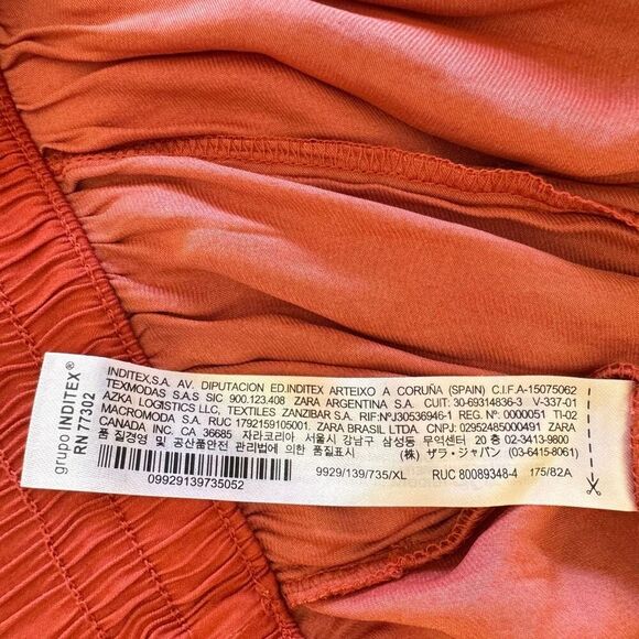 Zara Casual Wide Leg Y2K High Rise Elastic Waist Pull On Red Rust SZ XL 2466 - Picture 12 of 15